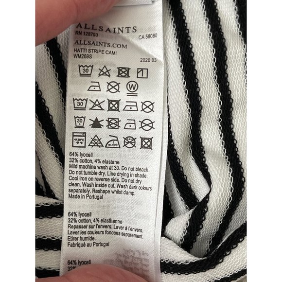 AllSaints Hatti Striped Cami Ruched Black White Stripe US 0 $44 NWOT Boho - Picture 14 of 14